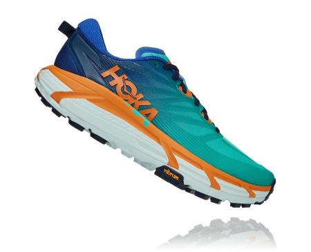 Hoka One One Mafate Speed 3 - Tenis Corrida Trilha Homem Azuis / Laranja | PT-MhI7i1t